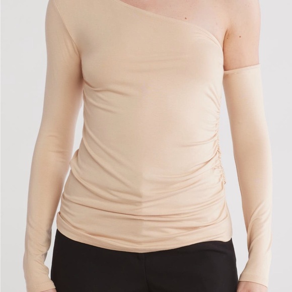 L'AGENCE One-Shoulder Beige Long Sleeve Top - Picture 1 of 4